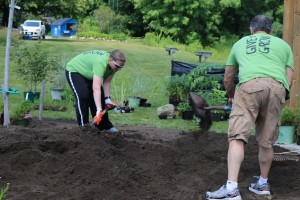 Kronos prepping the pollinator garden bed